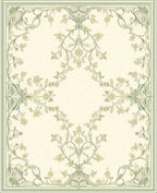 Pale Green Floral Vines Pattern Rug