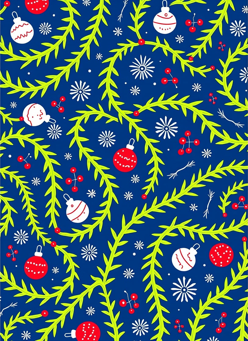 Christmas Ornaments Snowflakes Evergreen Twine Rug