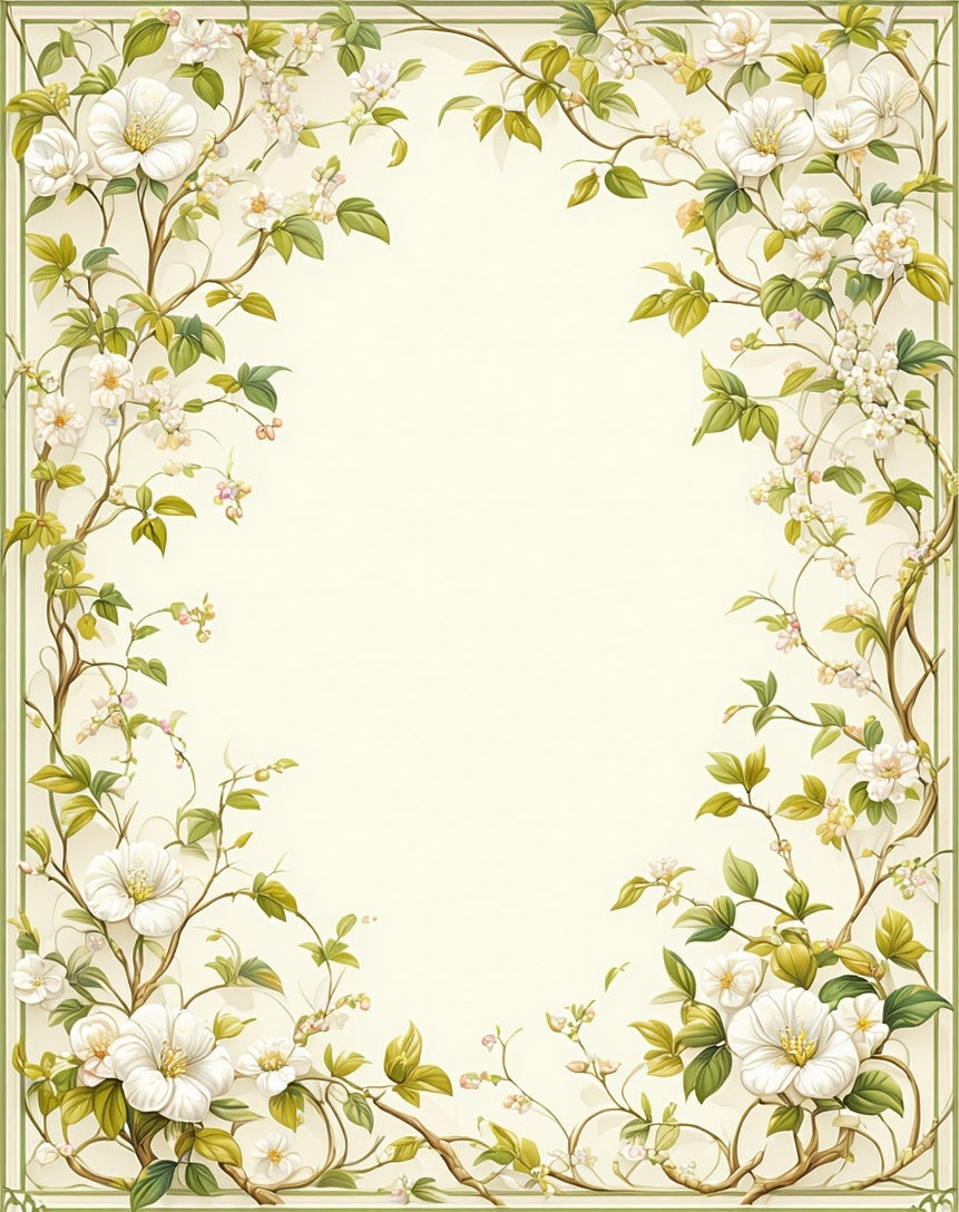 White Floral Vine Pattern Rug