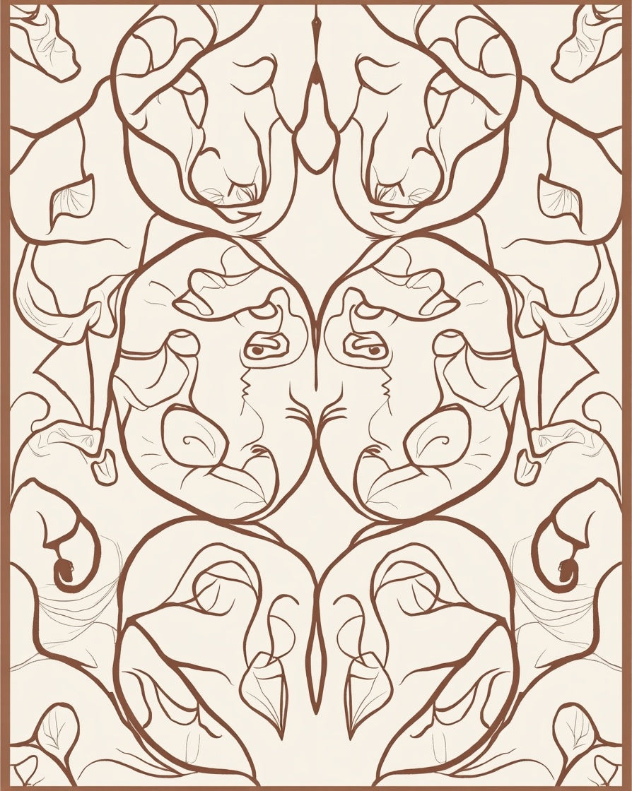 Bold Outline Botanical Style Design Rug