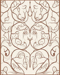 Bold Outline Botanical Style Design Rug