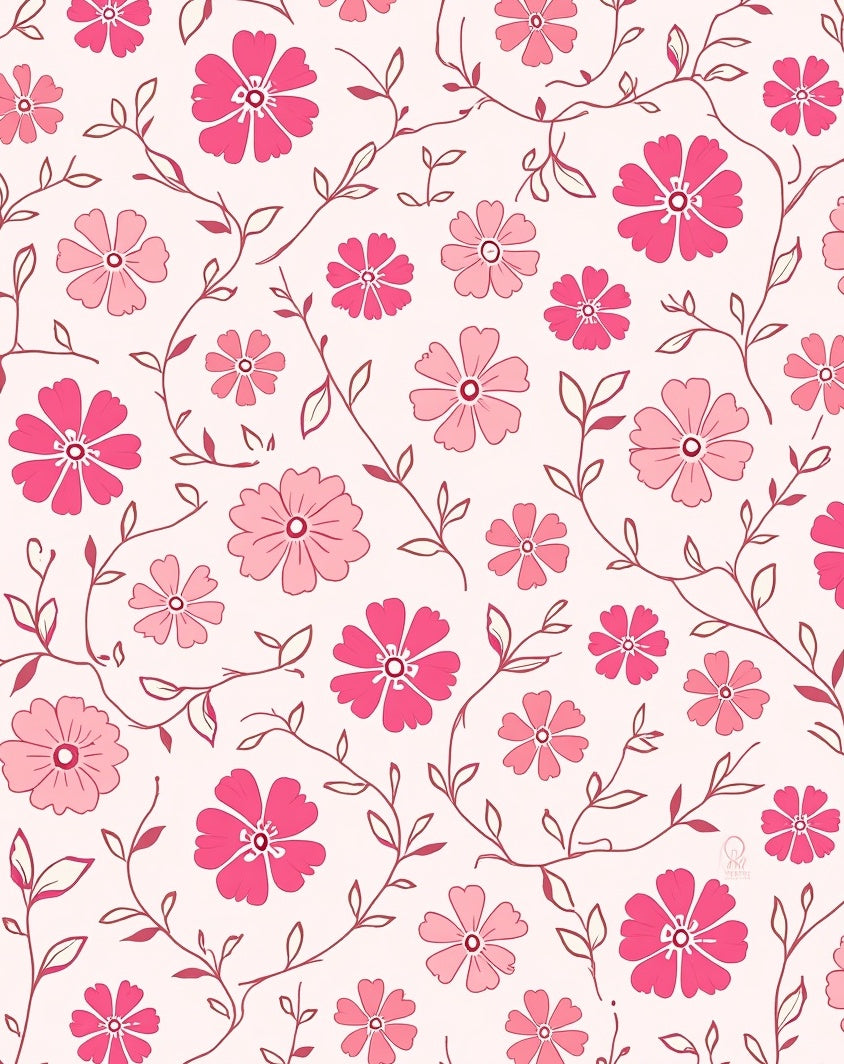 Pink Daisy Patterned Floral Design Rug
