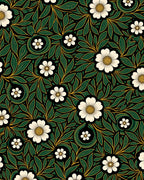 Art Nouveau Black White Floral Emerald Leaves Rug