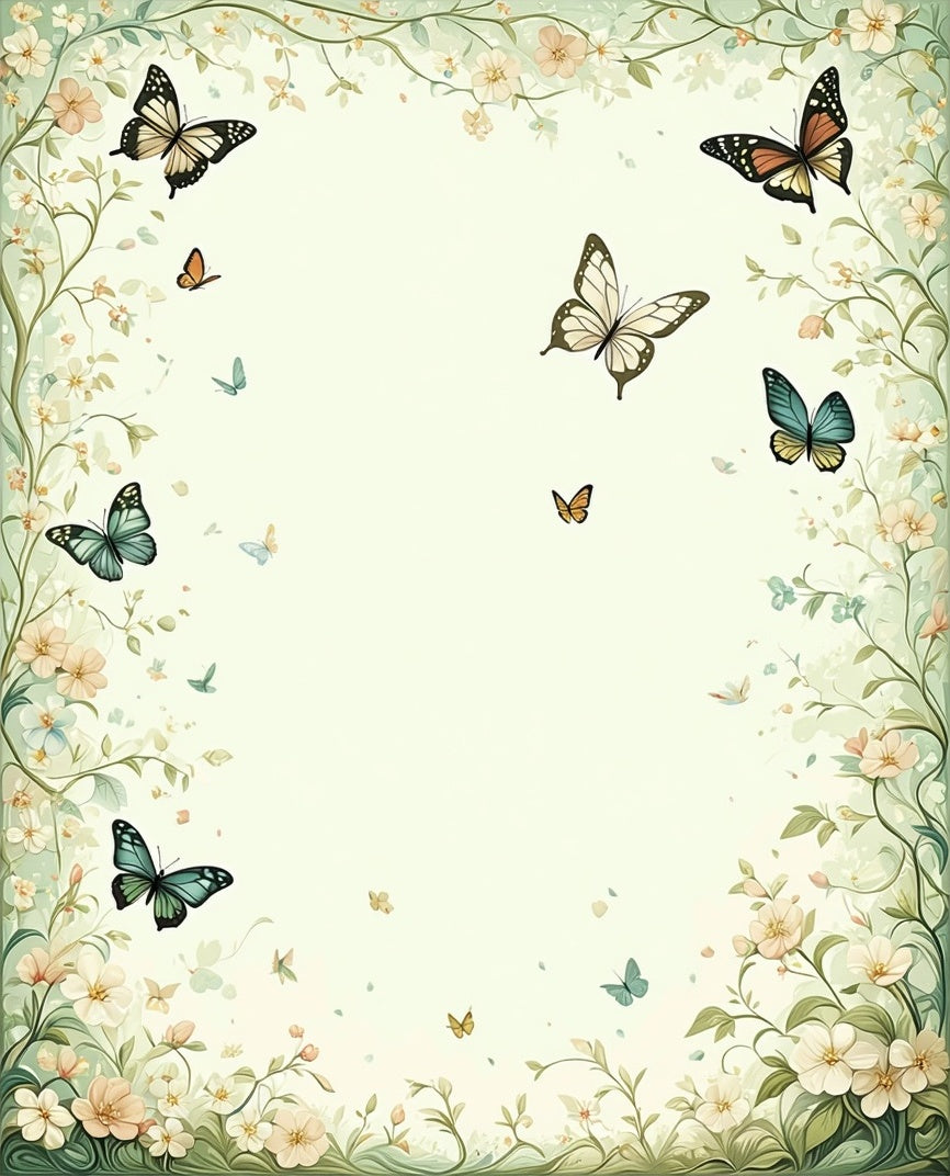 Nature Inspired Butterfly Floral Pattern Rug