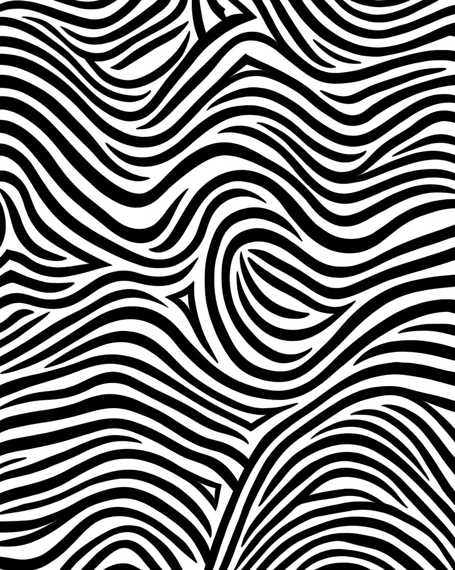 Black White Abstract Wavy Stripes Rug