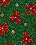 Red Bow Fir Branch Ornament Rug