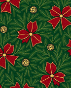Red Bow Fir Branch Ornament Rug