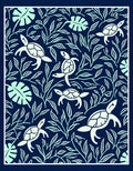 Coastal Turtles Leafy Vines Design Rug