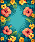Tropical Hibiscus Floral Leaf Pattern Rug