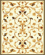 Ornate Floral Patterned Golden Rug