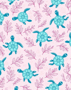 Cute Sea Turtle Foliage Pattern Rug