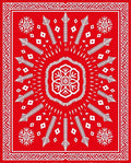 Bold Crimson Radial Arrow Medallion Rug