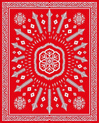 Bold Crimson Radial Arrow Medallion Rug