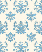Classic Blue Floral Acanthus Damask Pattern Rug