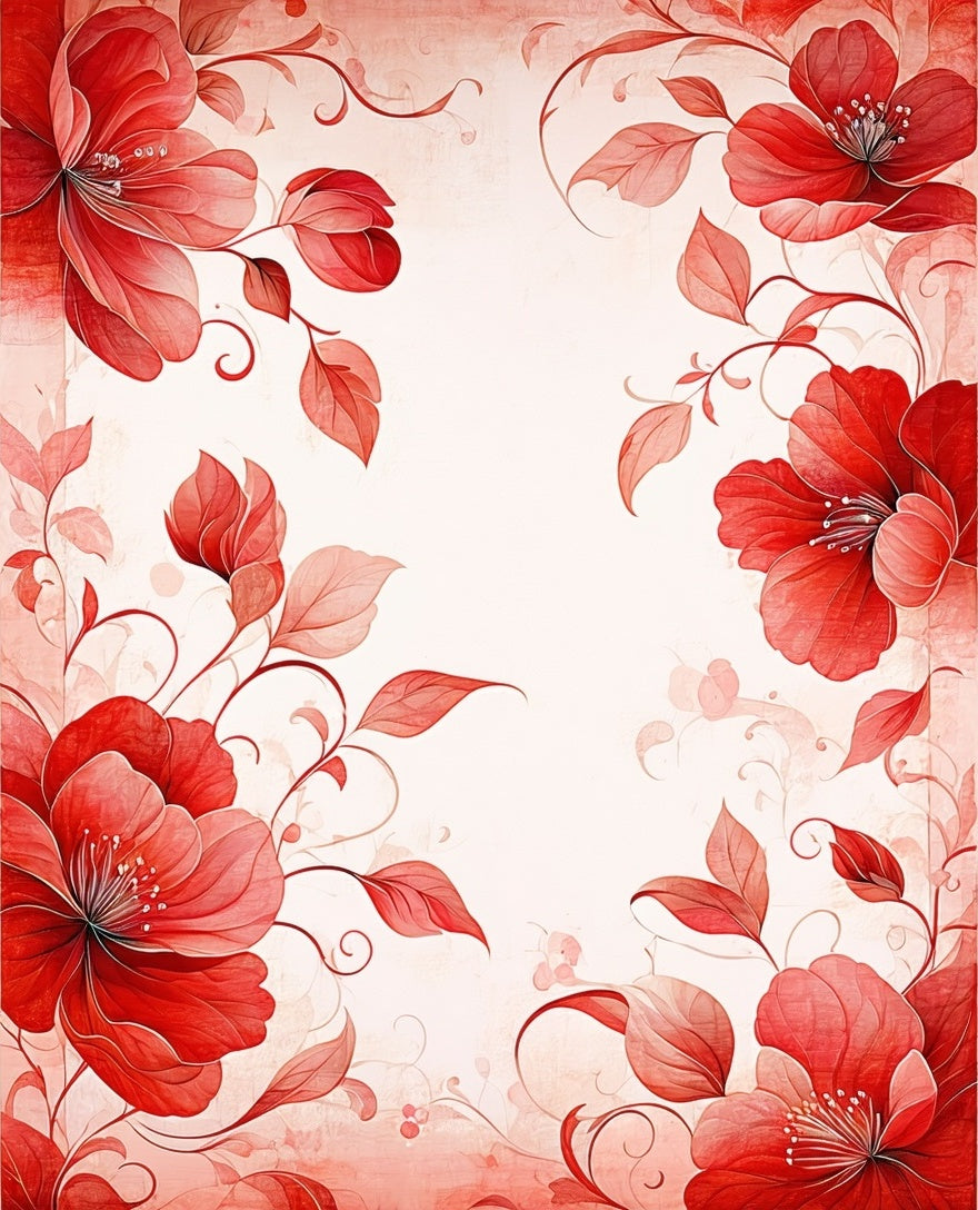 Red Floral Vine Artful Design Rug