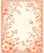 Soft Floral Vine Pattern Border Rug