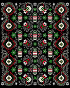Red Green White Medallion Floral Arrangement Rug