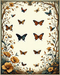 Vintage Butterfly and Floral Study Rug