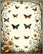 Vintage Butterfly and Floral Study Rug