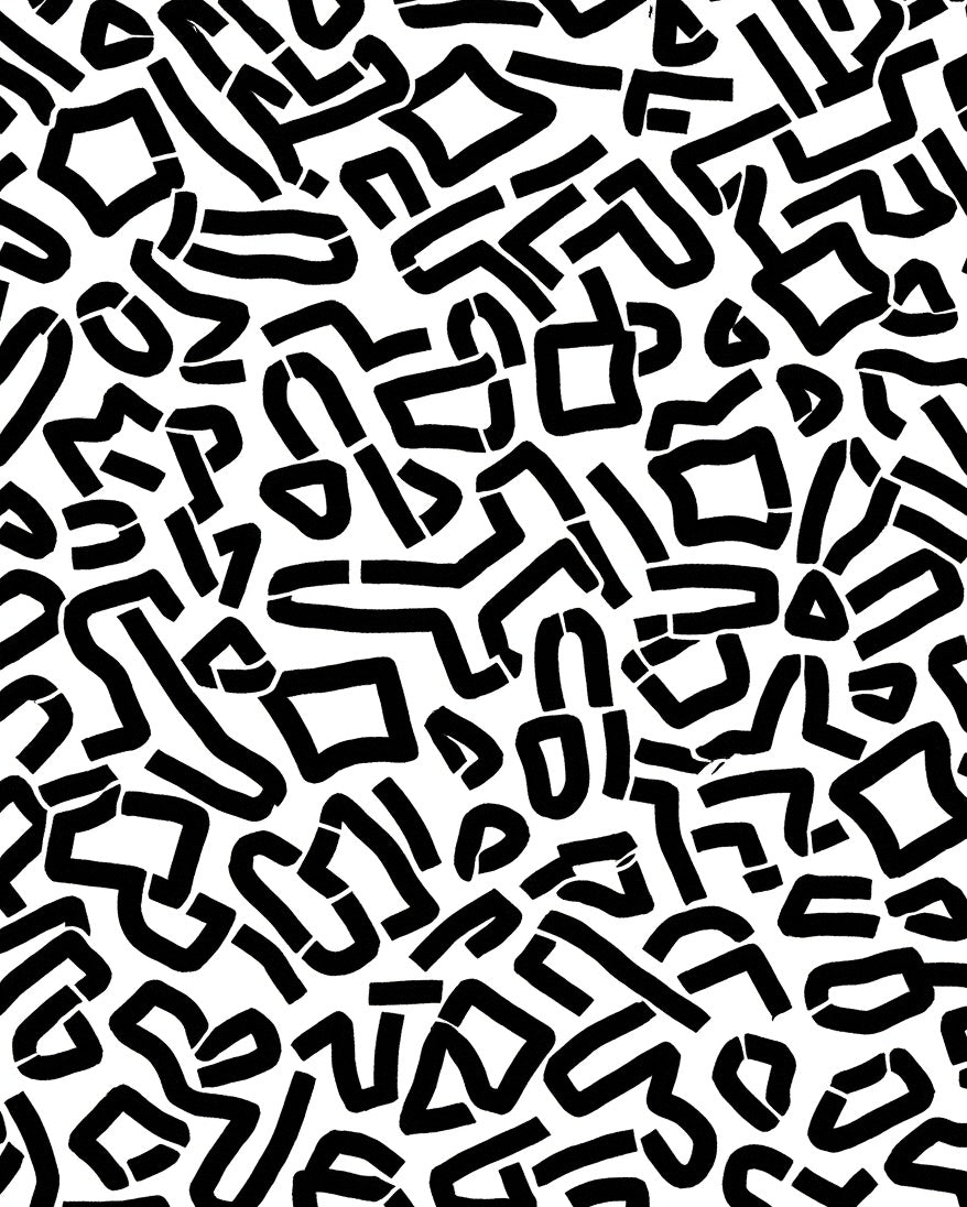 Abstract Black Geometric Pattern Rug