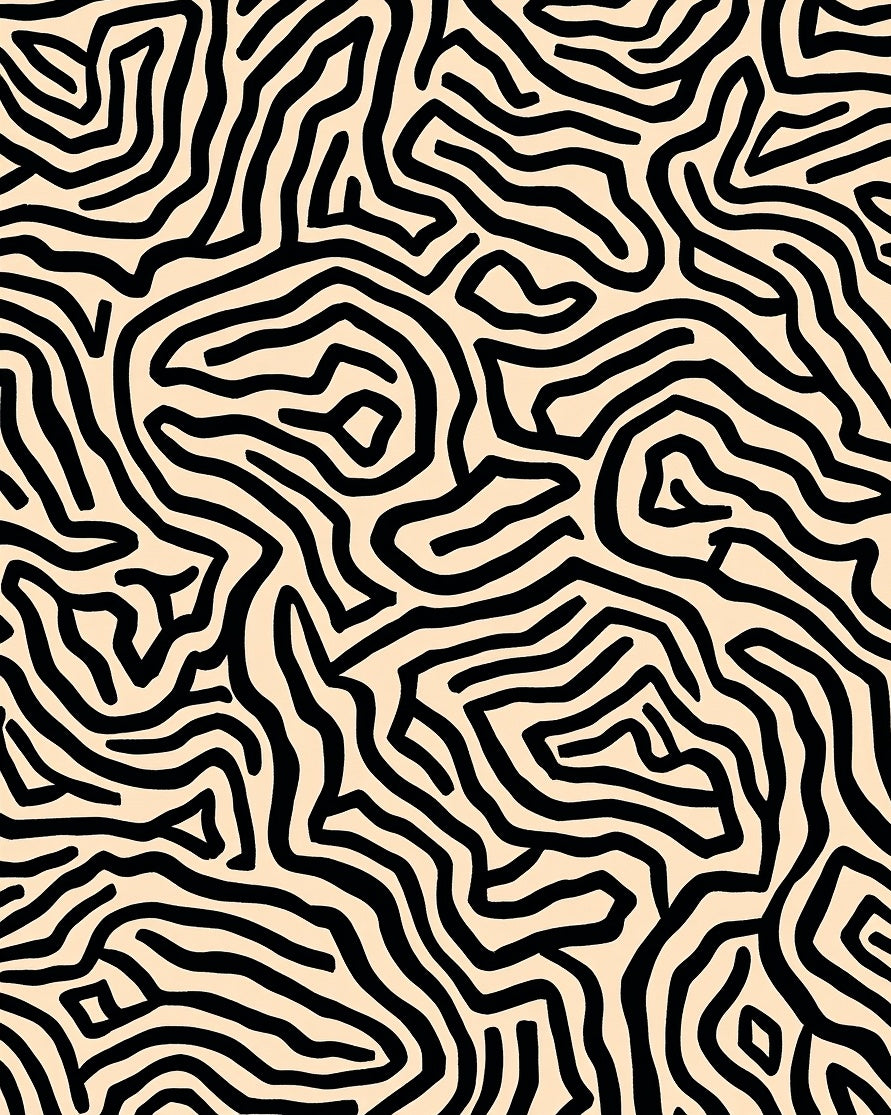 Bold Black Contour Pattern Rug