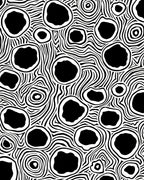 Organic Black White Ringed Pattern Rug