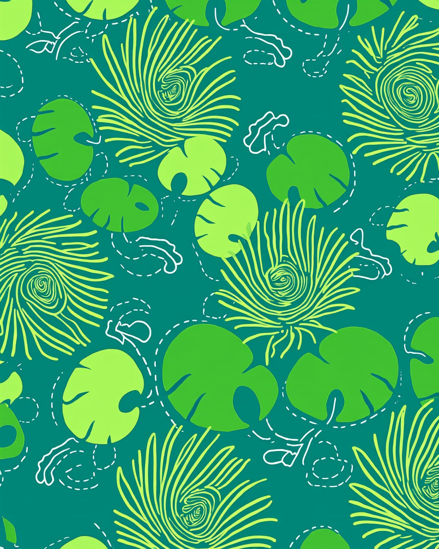 Modern Tropical Leaf Feather Design Rug