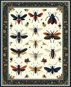 Elegant Insect And Floral Garden Design Rug