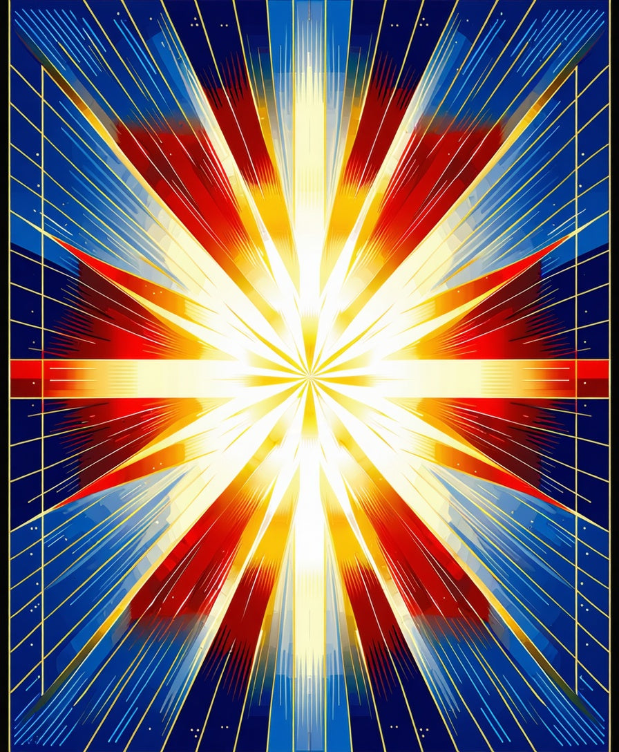 Radiant Sunburst Geometric Design Rug
