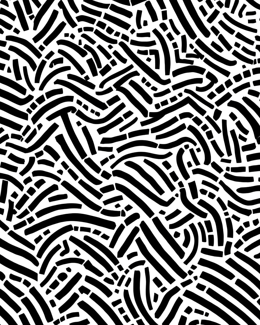 Abstract Black White Wavy Lines Pattern Rug