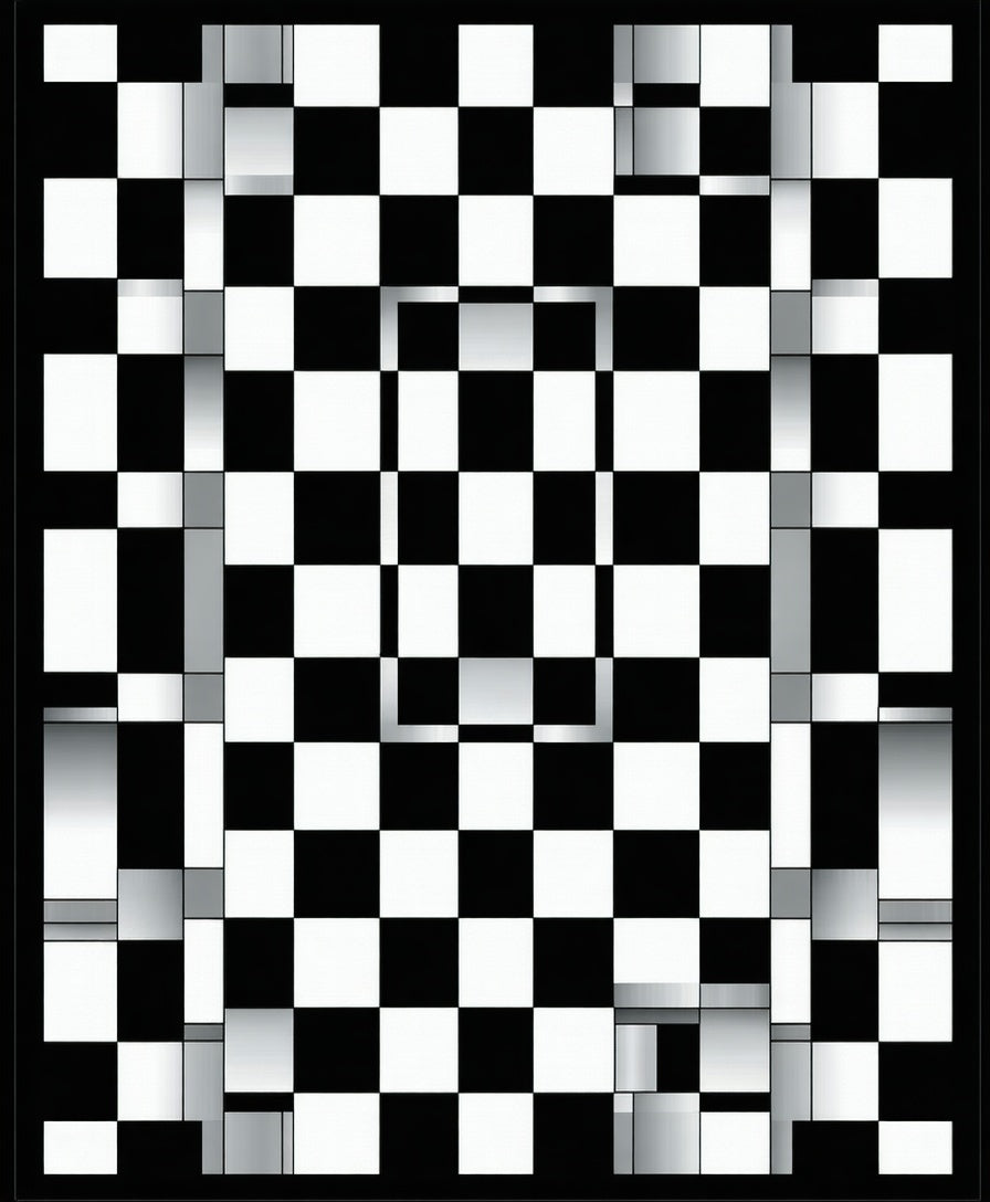 Modern Checkerboard Gradient Design Rug