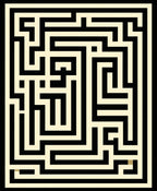 Abstract Black Cream Maze Pattern Rug