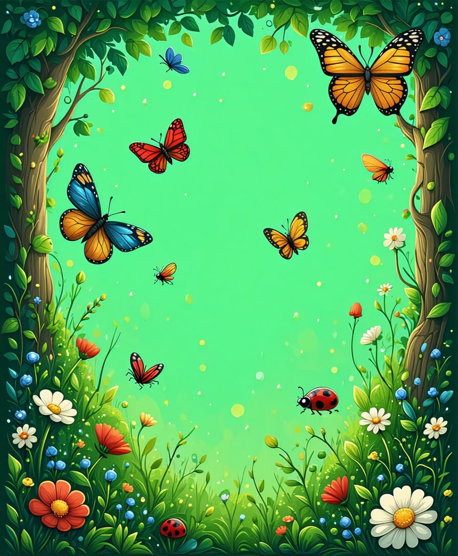 Whimsical Butterfly Garden Pattern Rug