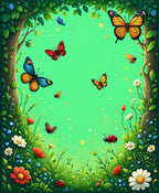 Whimsical Butterfly Garden Pattern Rug