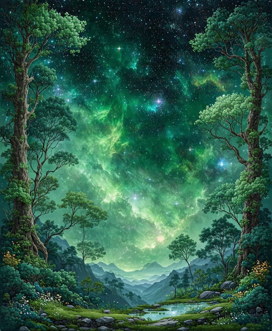 Galactic Forest Dreamscape Rug
