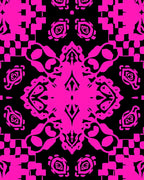 Bold Pink Black Abstract Symmetry Rug