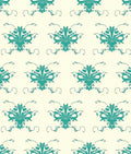 Teal Floral Damask Scrollwork Rug