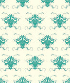 Teal Floral Damask Scrollwork Rug
