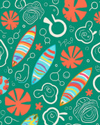 Retro Surfboard Floral Pattern Rug
