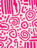 Bright Pink Abstract Doodle Design Rug