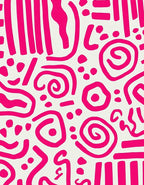 Bright Pink Abstract Doodle Design Rug