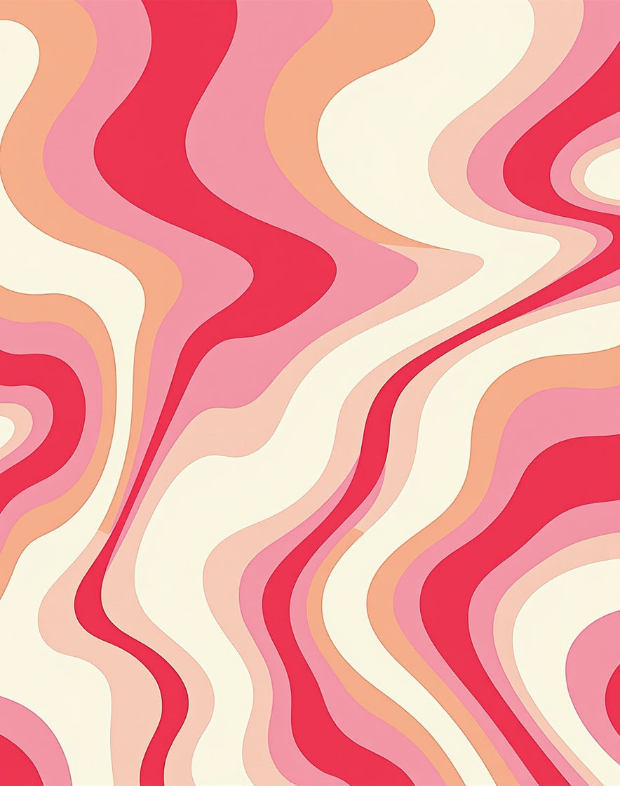 Retro Pink Swirl Abstract Rug