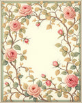 Soft Pink Roses Vine Pattern Rug