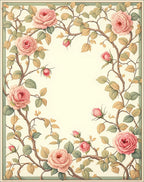 Soft Pink Roses Vine Pattern Rug