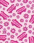 Pink Graphic Flowers And Whimsical Elements Rug