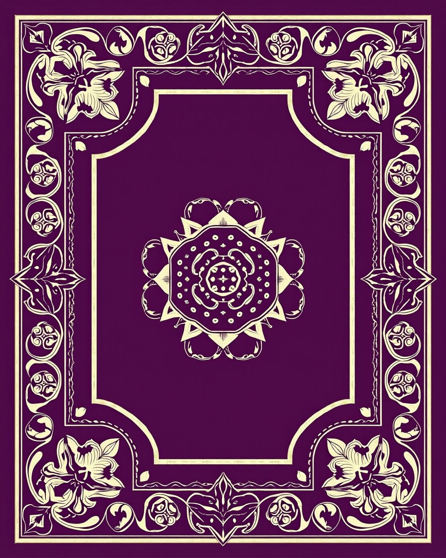 Ornate Mandala Floral Border Rug