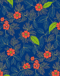 Coral Flower Green Leaf Pattern Rug