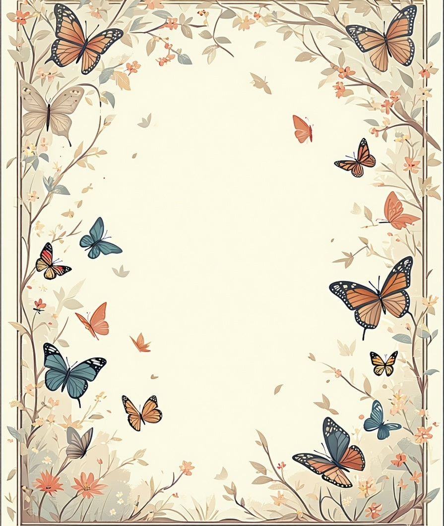 Vintage Butterfly Garden Whimsical Design Rug