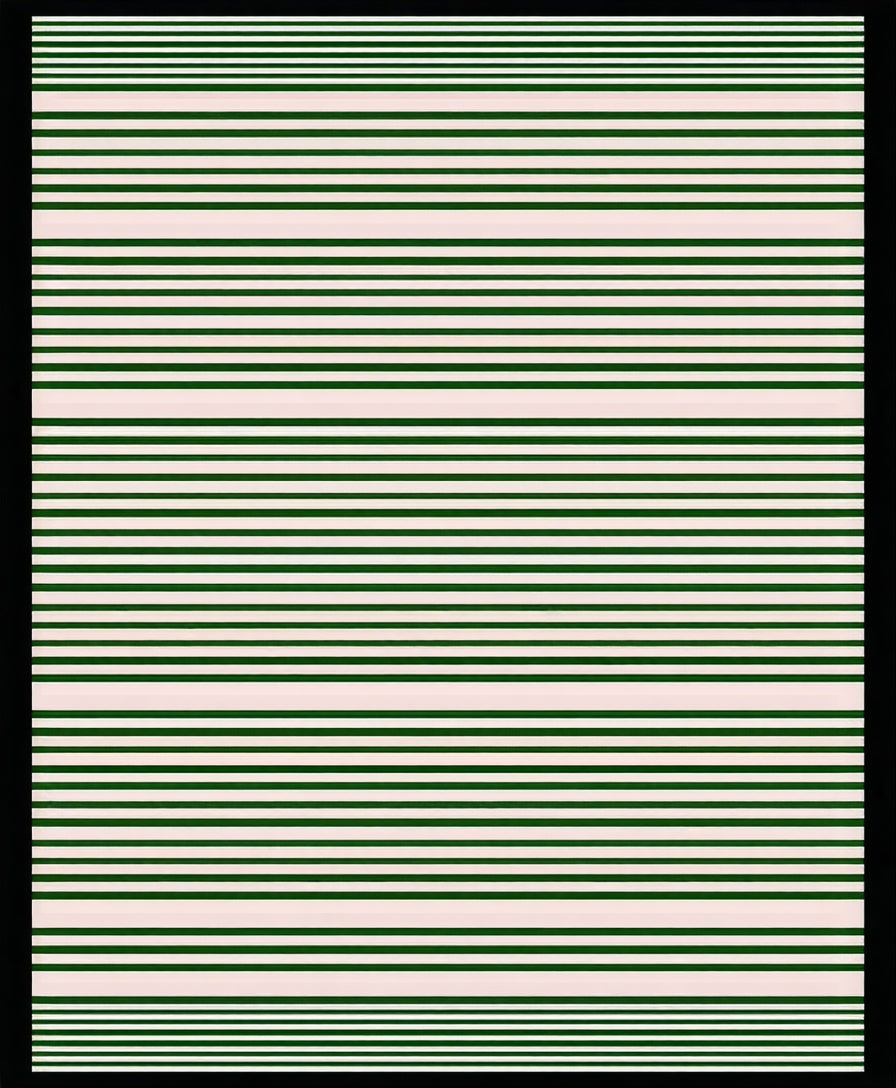 Striped Dark Green Cream Rug
