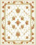 Elegant Floral Patterned Creamy Rug